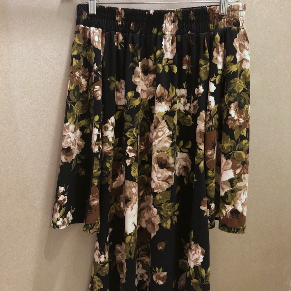 Floral Black Skirt